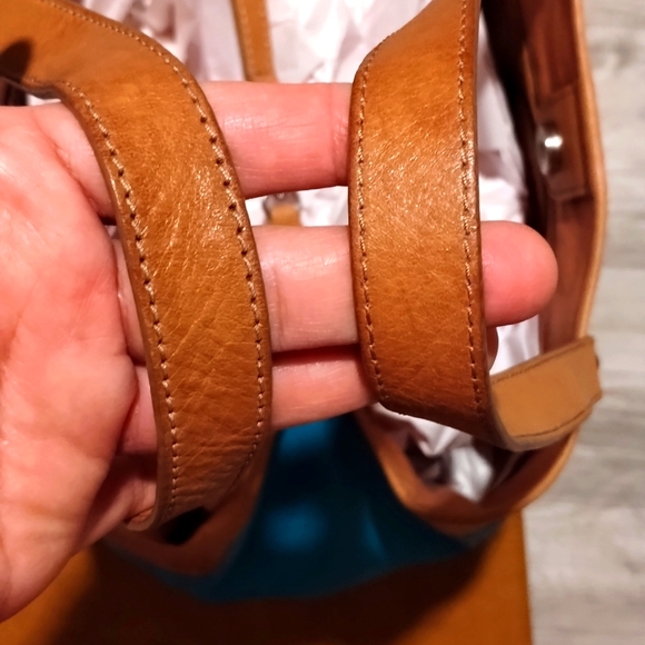 Vintage Fossil Turquoise Totale Bag Leather And Canvas - Picture 8 of 17